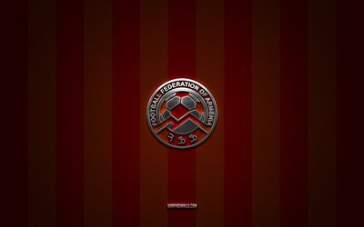 サッカー アルメニア代表チームのロゴ, uefa, ヨーロッパ, 赤オレンジ色の炭素の背景, サッカー アルメニア代表チームのエンブレム, フットボール, サッカー アルメニア代表, アルメニア