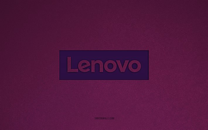 レノボのロゴ, 4k, メーカーのロゴ, レノボのエンブレム, 紫色の石のテクスチャ, レノボ, テクノロジーブランド, レノボサイン, 紫色の石の背景