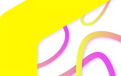黄色紫の抽象的な背景, 4k, 抽象的な円の背景, 黄色い線の背景, 名刺の背景, 紫の抽象円