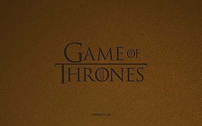 شعار game of thrones, 4k, شعارات الألعاب, شعار لعبة العروش, نسيج الحجر البني, لعبة العروش, ماركات الألعاب, علامة لعبة العروش, البني الحجر الخلفية