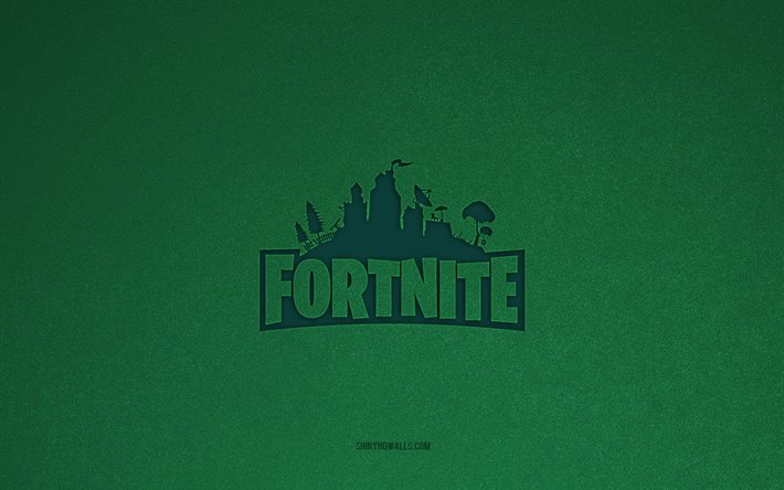 شعار fortnite, 4k, شعارات الألعاب, نسيج الحجر الأخضر, فورتنايت, ماركات الألعاب, علامة fortnite, الحجر الأخضر، الخلفية