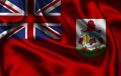 バミューダの旗, 4k, 北米諸国, サテンフラグ, バミューダの日, 波状のサテンの旗, バミューダの国のシンボル, 北米, バミューダ