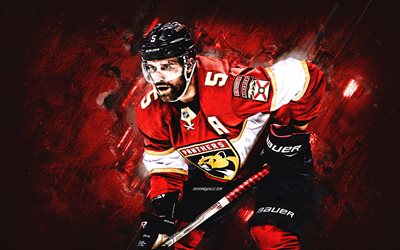 Aaron Ekblad, Florida Panthers, NHL, portrait, red stone background, Canadian hockey player, National Hockey League, USA, hockey