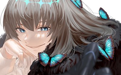 Pretender, blue butterflies, Fate Grand Order, TYPE-MOON, manga, artwork, Pretender Fate Grand Order