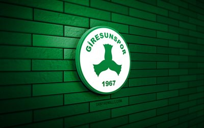 Giresunspor 3D logo, 4K, green brickwall, Super Lig, soccer, turkish football club, Giresunspor logo, Giresunspor emblem, football, Giresunspor, sports logo, Giresunspor FC