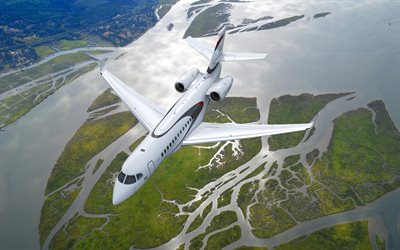 Dassault Falcon 5X, 4k, civil aviation, business jet, passenger planes, passenger transport, Falcon 5X, aviation, Dassault Aviation
