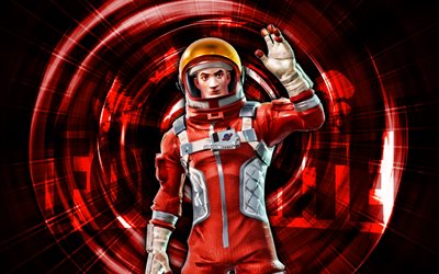 Mission Specialist, 4k, red abstract background, Fortnite, abstract rays, Mission Specialist Skin, Fortnite Mission Specialist Skin, Fortnite characters, Mission Specialist Fortnite