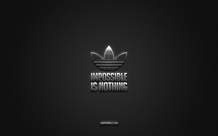 Impossible is Nothing, motivation quotes, Adidas, inspiration, black carbon texture, Adidas quotes, popular quotes