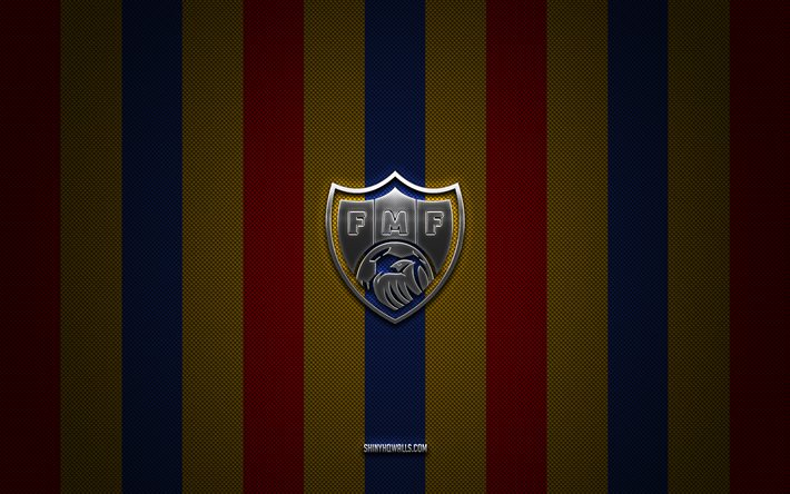 logotipo del equipo nacional de fútbol de moldavia, uefa, europa, fondo de carbono rojo amarillo azul, emblema del equipo nacional de fútbol de moldavia, fútbol, equipo nacional de fútbol de moldavia, moldavia