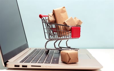 4k, çevrimiçi alışveriş, çevrimiçi hediye satın alma, klavyede alışveriş sepeti, dizüstü bilgisayar, hediye seçimi, çevrimiçi alışveriş kavramları, kara cuma, siber pazartesi
