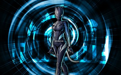 حيوان الوشق, 4k, الأزرق، جرد، الخلفية, فورتنايت, أشعة مجردة, جلد الوشق, fortnite لينكس سكين, شخصيات fortnite, الوشق fortnite