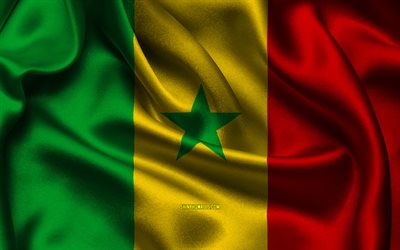 bandeira do senegal, 4k, países africanos, cetim bandeiras, dia do senegal, ondulado cetim bandeiras, bandeira senegalesa, senegalês símbolos nacionais, áfrica, senegal