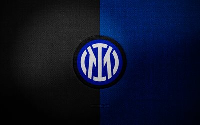 Internazionale badge, 4k, blue black fabric background, Serie A, Internazionale logo, Internazionale emblem, sports logo, Internazionale flag, Inter Milan logo, italian football club, Internazionale, soccer, football, Inter Milan FC