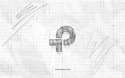 esboço do logotipo da tp-link, 4k, fundo de papel quadriculado, logo tp-link preto, marcas, esboços de logotipo, logo tp link, lápis de desenho, tp-link