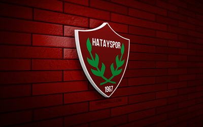 hatayspor 3d logo, 4k, kırmızı brickwall, süper lig, futbol, ​​türk futbol kulübü, hatayspor logo, hatayspor amblemi, hatayspor, spor logosu, hatayspor fc