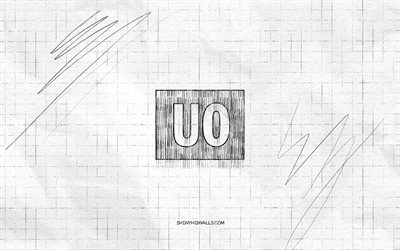 Urban Outfitters sketch logo, 4K, checkered paper background, Urban Outfitters black logo, brands, logo sketches, Urban Outfitters logo, pencil drawing, Urban Outfitters