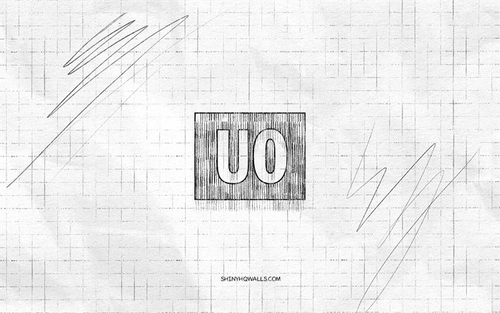 Urban Outfitters sketch logo, 4K, checkered paper background, Urban Outfitters black logo, brands, logo sketches, Urban Outfitters logo, pencil drawing, Urban Outfitters