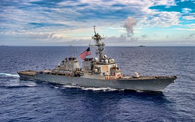 uss benfold, ddg-65, destroyer américain, us navy, classe arleigh burke, uss benfold en mer, navires de guerre américains, états-unis