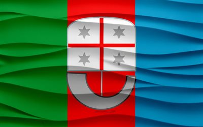 4k, bandera de liguria, fondo de yeso de ondas 3d, textura de ondas 3d, símbolos nacionales italianos, día de liguria, regiones de italia, bandera de liguria 3d, liguria, italia
