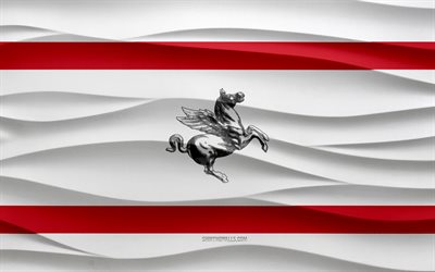 4k, Flag of Tuscany, 3d waves plaster background, Tuscany flag, 3d waves texture, Italian national symbols, Day of Tuscany, regions of Italy, 3d Tuscany flag, Tuscany, Italy