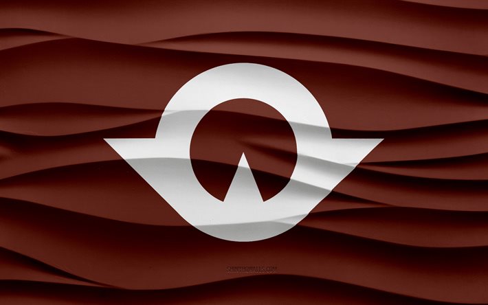 4k, Flag of Yamaguchi, 3d waves plaster background, Yamaguchi flag, 3d waves texture, Japanese national symbols, Day of Yamaguchi, prefectures of Japan, 3d Yamaguchi flag, Yamaguchi, Japan