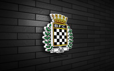 شعار boavista fc 3d, 4k, الطوب الأسود, برايميرا ليجا, كرة القدم, نادي كرة القدم البرتغالي, شعار boavista fc, ليجا البرتغال, شعار نادي بوافيستا, بوافيستا, شعار رياضي