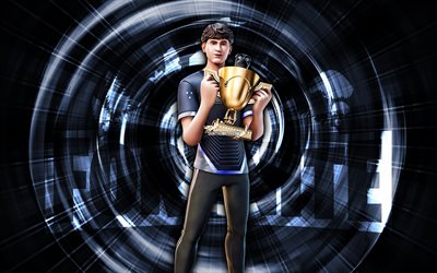 ブガ, 4k, 青の抽象的な背景, フォートナイト, 抽象的な光線, ブガスキン, フォートナイト ブガ スキン, フォートナイトのキャラクター, ブガフォートナイト