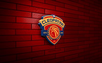 ceramica cleopatra 3d logo, 4k, rote ziegelwand, ägyptische premier league, fußball, ägyptischer fußballverein, cleopatra logo von ceramica, ceramica kleopatra emblem, ceramica kleopatra, sport logo, ceramica cleopatra fc