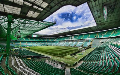 Celtic Park, 4k, inside view, Scottish football stadium, Parkhead, Celtic FC Stadium, Paradise, Glasgow, Scotland, football