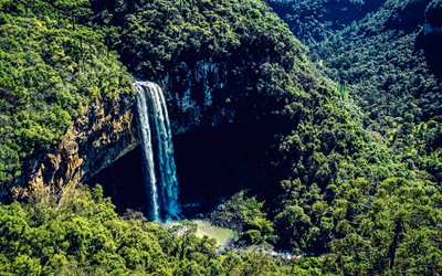 Brazil, 4k, mountains, jungle, summer, waterfall, South America, beautiful nature