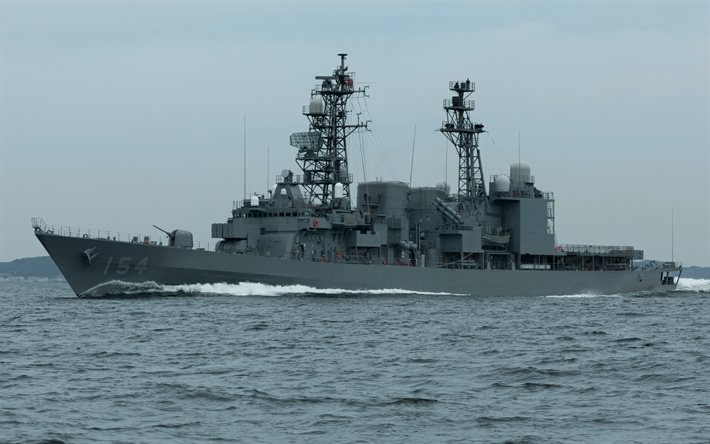 js amagiri, dd-154, destroyer japonais, force maritime d autodéfense japonaise, classe asagiri, dd-154 en mer, amagiri, navires de guerre japonais
