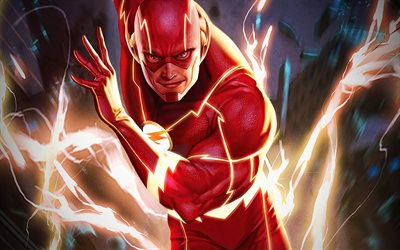 4k, o flash, super-heróis, liga da justiça, barry allen, iluminações, dc comics, o flash 4k, criativo, flash, the flash justice league