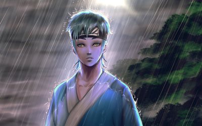 mitsuki, pioggia, boruto naruto next generations, kimono, naruto, artwork, modalità barione, personaggi di naruto, mitsuki naruto