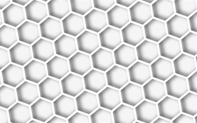 white 3d hexagons texture, 4k, white honeycomb texture, hexagons texture, 3d honeycomb texture, white honeycomb background