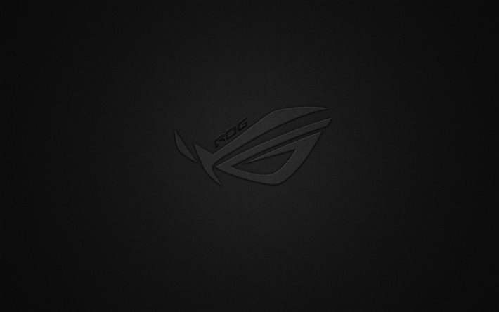 ROG logo, black background, ROG emblem, Republic of Gamers, Asus, ROG, black paper texture