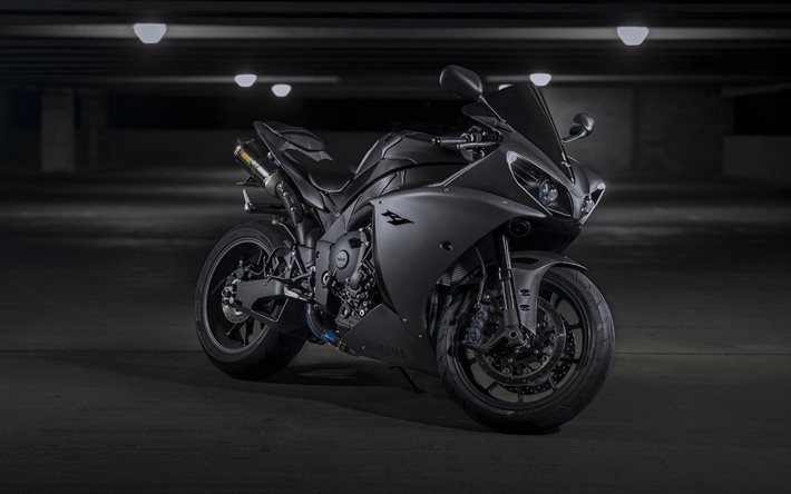 2022, Yamaha YZF-R1, black sportbike, exterior, matt black YZF-R1, japanese sport bikes, Yamaha