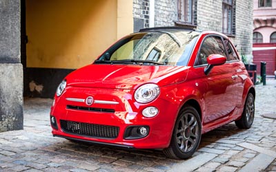4k, Fiat 500S Cabrio, street, compact cars, 2014 cars, Red Fiat 500S Cabrio, 2014 Fiat 500S Cabrio, italian cars, Fiat