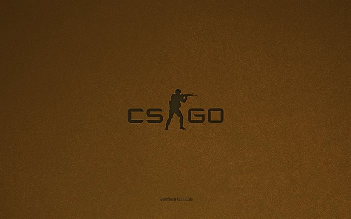 CS GO logo, 4k, Counter-Strike, games logos, CS GO emblem, brown stone texture, CS GO, games brands, CS GO sign, brown stone background, Counter-Strike Global Offensive