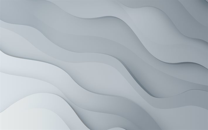 灰色の波の背景, 4k, 灰色の抽象的な波, 灰色の線の背景, 波の背景, 波の抽象化, 抽象的な灰色の煙
