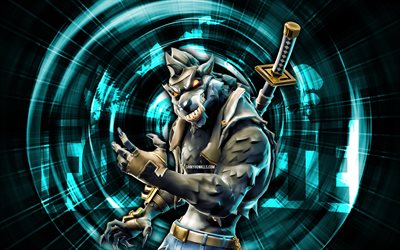 Dire, 4k, blue abstract background, Fortnite, abstract rays, Dire Skin, Fortnite Dire Skin, Fortnite characters, Dire Fortnite