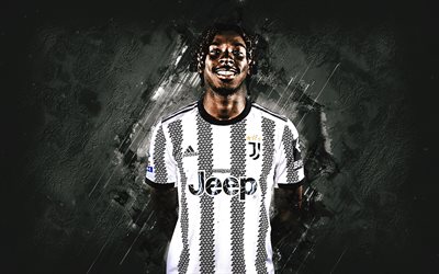 Moise Kean, Juventus FC, Italian footballer, Serie A, Italy, white stone background, football
