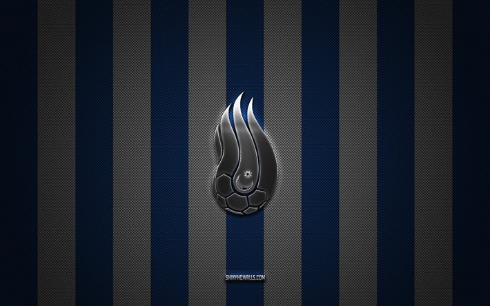 logo der aserbaidschanischen fußballnationalmannschaft, uefa, europa, blau-weißer kohlenstoffhintergrund, emblem der aserbaidschanischen fußballnationalmannschaft, fußball, aserbaidschanische fußballnationalmannschaft, aserbaidschan