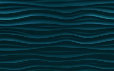 3d dalgalar dokular, 4k, makro, mavi dalgalı arka planlar, mavi 3d dalgalar, 3d dokular, mavi arka planlar, 3d dalga desenleri, dalgalar dokular