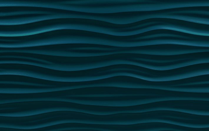 3d موجات القوام, 4k, دقيق, خلفيات زرقاء متموجة, موجات ثلاثية الأبعاد زرقاء, مواد ثلاثية الأبعاد, خلفيات زرقاء, أنماط الموجات ثلاثية الأبعاد, موجات القوام
