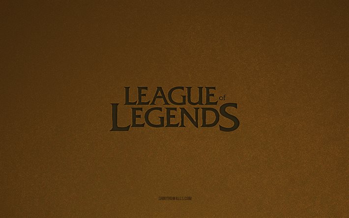 logotipo de league of legends, 4k, logotipos de juegos, emblema de league of legends, textura de piedra marrón, league of legends, marcas de juegos, signo de league of legends, fondo de piedra marrón