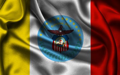 Columbus flag, 4K, US cities, satin flags, Day of Columbus, flag of Columbus, American cities, wavy satin flags, cities of Ohio, Columbus Ohio, USA, Columbus