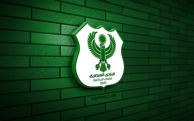 Al Masry SC 3D logo, 4K, green brickwall, Egyptian Premier League, soccer, Egyptian football club, Al Masry SC logo, Al Masry SC emblem, football, Al Masry SC, sports logo, Al Masry FC