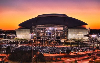 Cowboys Stadium, ATT Stadium, Dallas, evening, sunset, american football stadium, Dallas Cowboys Stadium, NFL, Arlington, Texas, USA, american football, Dallas Cowboys