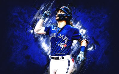 Bo Bichette, Toronto Blue Jays, MLB, american baseball player, portrait, blue stone background, baseball, Major League Baseball, USA