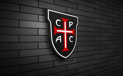 Casa Pia AC 3D logo, 4K, black brickwall, Primeira Liga, soccer, portuguese football club, Casa Pia AC logo, Liga Portugal, Casa Pia AC emblem, football, Casa Pia AC, sports logo, Casa Pia FC